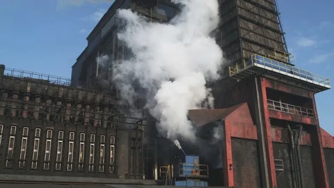 Smoke Out of The Industrial Chimney. Camera Moving Up Stock Footage 71120523