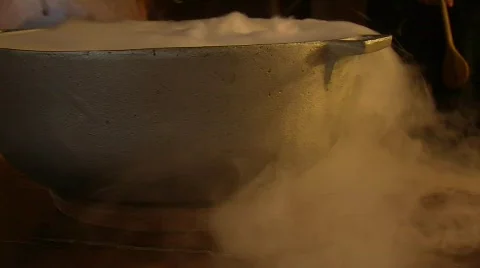 Smoke overflow side of cauldron Stock Footage 560553