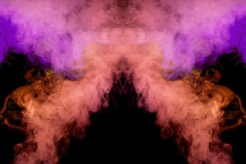 Smoke of pattern pink and red   in the form of horror monster on a dark isola Stock Photos