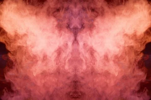Smoke of pattern pink and red   in the form of horror monster on a dark isola Stock Photos
