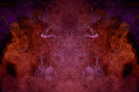 Smoke of pattern pink and red   in the form of horror monster on a dark isola Stock Photos
