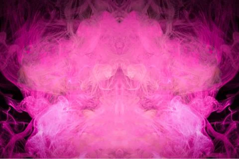 Smoke of pattern pink  in the form of horror monster on a dark isolated backg Stock Photos