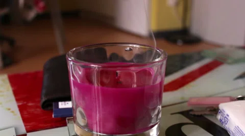 Smoke of pink candle Stock Footage 36239258