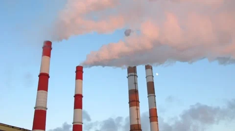 Smoke from pipes in front of sky, time lapse Vídeo Stock 2367179