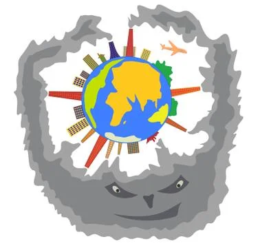 Smoke on the planet earth Stock Illustration