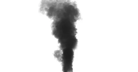 Smoke PLume Rising. Invert version. White background. Black Smoke Stock-Footage 235273723