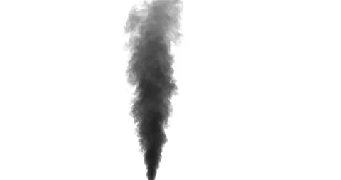 Smoke PLume Rising. Invert version. White background. Black Smoke Stock Footage 235274032