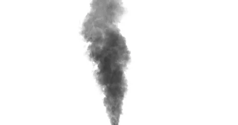 Smoke PLume Rising. Invert version. White background. Black Smoke Stock Footage 235274153