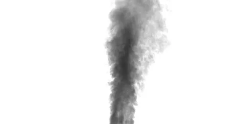 Smoke PLume Rising. Invert version. White background. Black Smoke Video stock 235274459