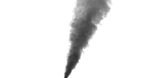Smoke PLume Rising. Invert version. White background. Black Smoke Video stock 235275032