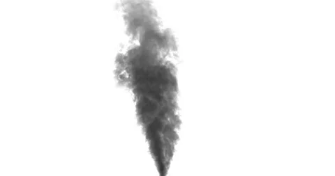 Smoke PLume Rising. Invert version. White background. Black Smoke Stock Footage 235275692