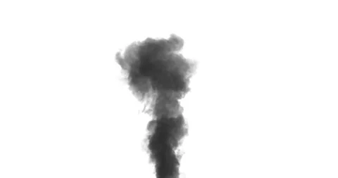 Smoke PLume Rising. Invert version. White background. Black Smoke Stock Footage 235275976
