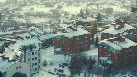 Smoke pollution in a distant cold Siberian city Stock Footage 123891128