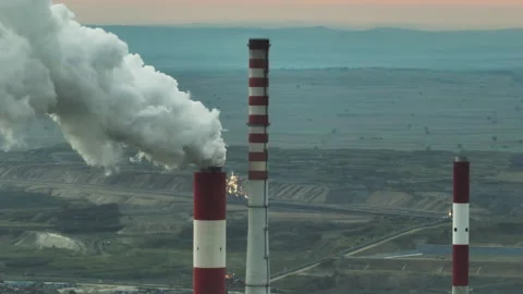 Smoke pollution from factory Stock Footage 212591998