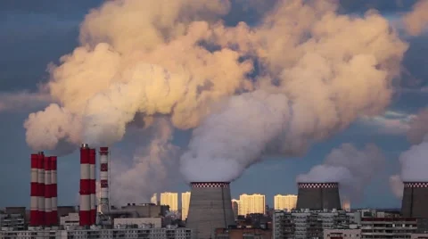 Smoke pollution from power plant smokest... | Stock Video | Pond5