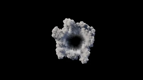 Smoke puff spreading concentrically outwards / Gunshot smoke / Shockwave smoke. Stock Footage 93199761