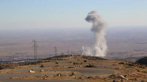 Smoke Rising from Attack on ISIS in remote Iraq Stock Footage 56905168