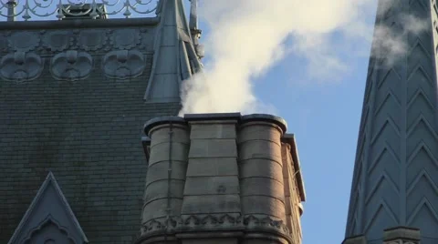 Smoke rising from a Chimney Stock Footage 46453843