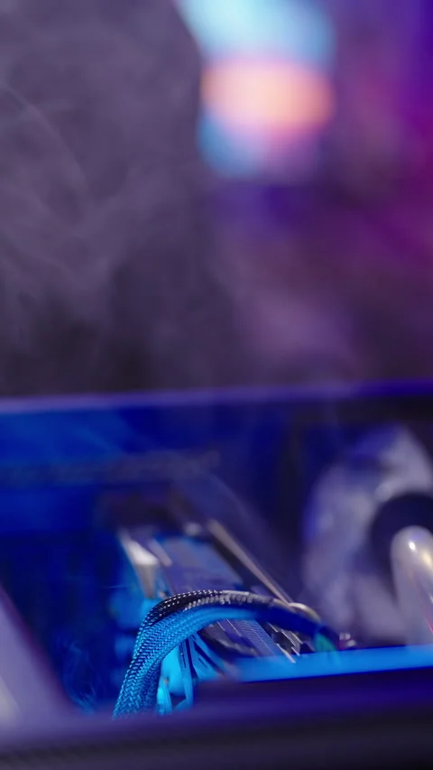 Smoke rising from computer case because of electrical damage Stock Footage 324133112