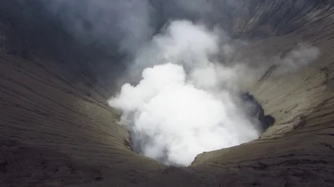 Smoke Rising from Mount Bromo Stock Footage