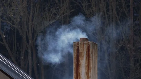 Smoke rising from old chimney Stock-Footage 87003704