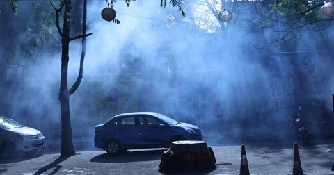 Smoke on the road Stock Footage 74511069
