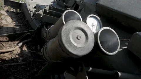 Smoke screen installation system on the tank Stock-Footage 197703466