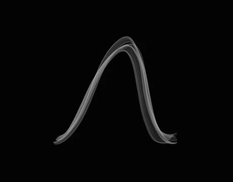 Smoke shape with capital alphabet lambda spreading on dark background Foto stock
