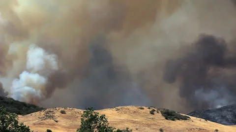 SMOKE IN SKY FROM BRUSH FIRE Stock Footage 23377383