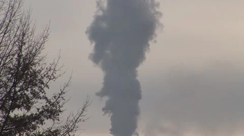 Smoke from Smoke Stack - Medium shot Stock Footage 49547857