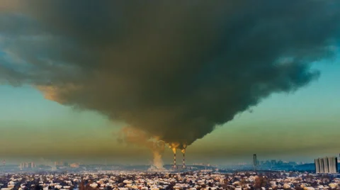 The Smoke From the Smokestack. Timelapse. Stock Footage 68683941