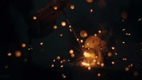 Smoke, Sparks, Workshop, Metalwork Stock Footage 329936307