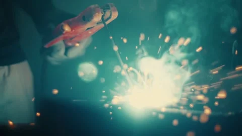 Smoke, Sparks, Workshop, Metalwork Stock Footage 329936319