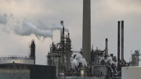 Smoke Stack Factory Pollution  4K Video stock 180307622