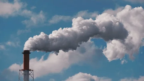 Smoke stack from industrial chimney, air pollution problem Stock Footage 104924656