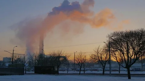 Smoke stack over blue sky background. Stock Footage 85365816