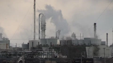 Smoke Stack Smog Pollution Factory  4K Stock-Footage 180306494