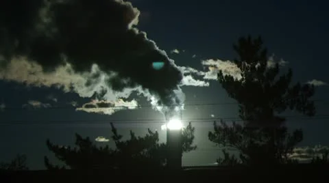Smoke Stack Sun Stock Footage 10749280