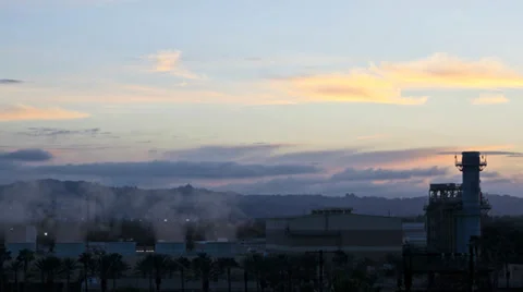 Smoke Stack Sunset Stock-Footage 36075424