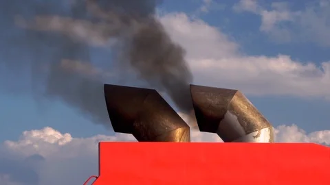 Smoke Stacks On A Large Ship Stock-Footage 100507912
