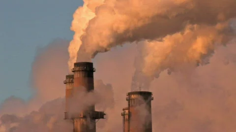 Smoke Stacks pollution global warming climate change HD Stock Footage