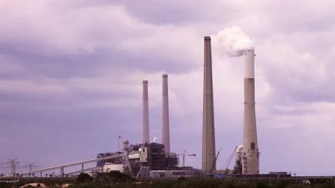 Smoke Stacks Of Teco Power Stockbeeldmateriaal 170249039