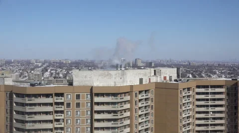 Smoke Stacks zoom-in Stock Footage 47028890