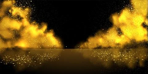 Smoke stage vector background. Abstract gold fog Stock Illustration