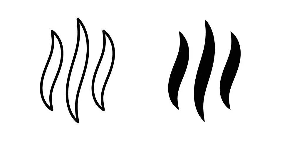 Smoke steam icon solid, line, and editable vector set. Stockillustratie
