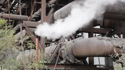 Smoke / steam from a rusty pipe Stock Footage 48621083