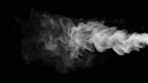 Smoke stream on a black studio background can be separated. smoke cloud puff Stock Footage 156567998