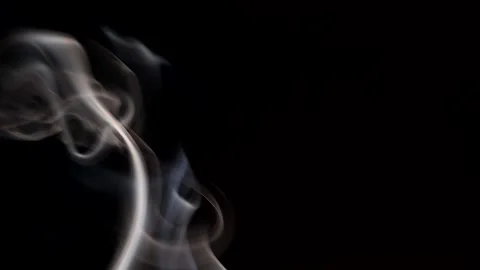 Smoke streaming in the dark from a burning incense stick. Stock Footage 147040329