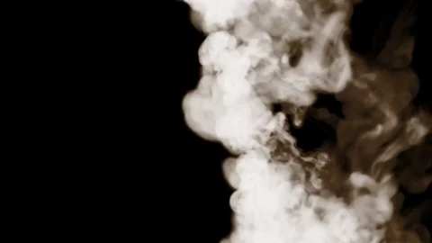 Smoke streams form ring in slow motion side view. Isolated on black background Stock Footage 84923773