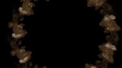 Smoke streams form ring in slow motion view from above. Isolated on black Stock Footage 84924185